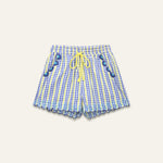 ORFEO Laura Shorts with Embroidery Details in Blue Check