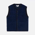 UNIVERSAL WORKS Lancaster Boucle Fleece Gilet in Blue