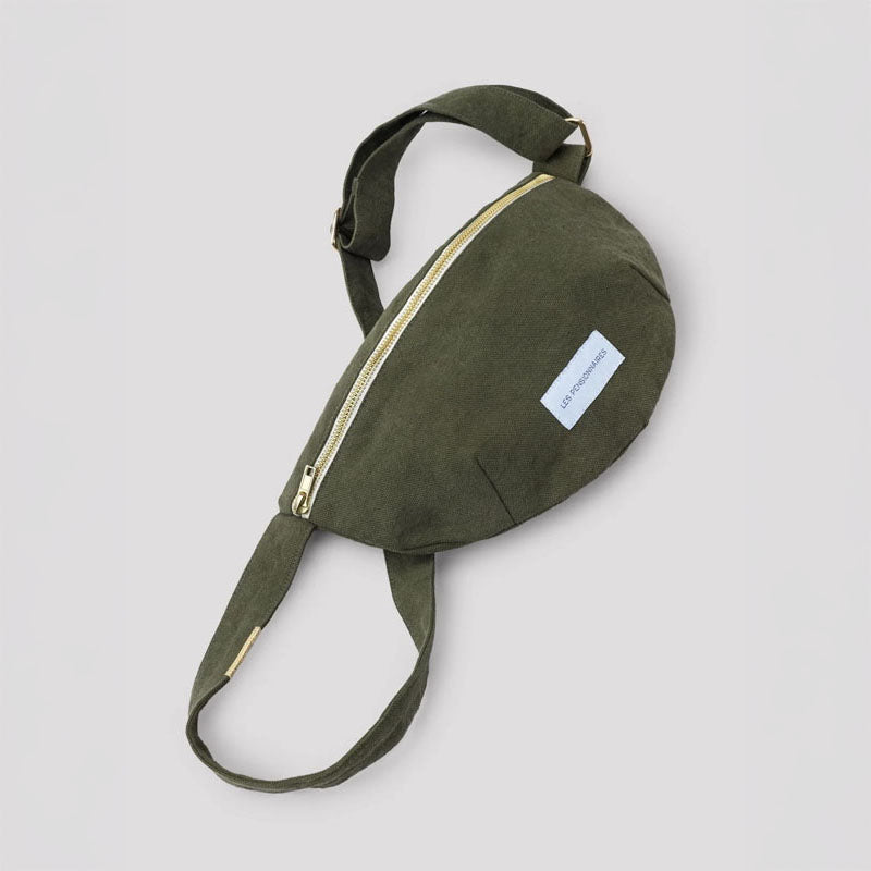 LES PENSIONNAIRES Organic Cotton Sling Bag in Caper Green