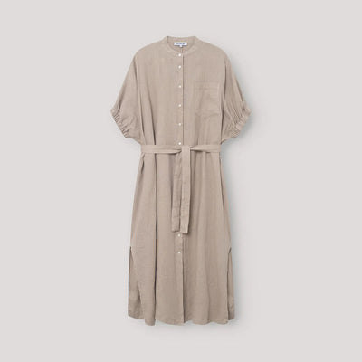 SoSUE Cowboy Button Linen Dress in Mud