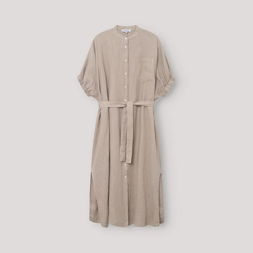 SoSUE Cowboy Button Linen Dress in Mud