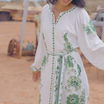 MISS JUNE Dana Long Dress with Belt in Green