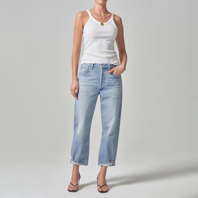 CITIZENS OF HUMANITY Dahlia Bow Leg Baby Roll Jeans in Ribbon