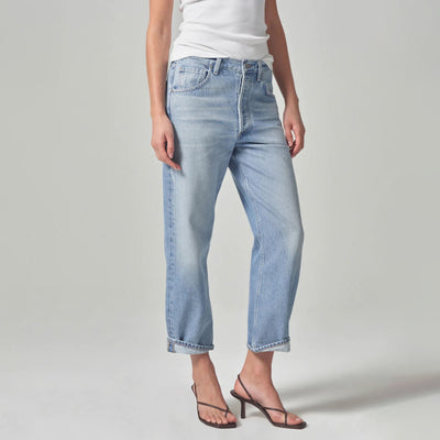 CITIZENS OF HUMANITY Dahlia Bow Leg Baby Roll Jeans in Ribbon