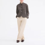 ROSSO35 Tweed Wool Jacket in Beige/Black