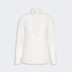 WEEKEND MAX MARA Inserimento - WKILegume Lace Trim Shirt with Detachable Sash Tie in Optical White