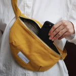 LES PENSIONNAIRES Organic Cotton Sling Bag in Saffron Yellow