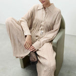 ALYSI Viscose Trim Shirt in Powder