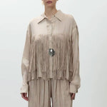 ALYSI Viscose Trim Shirt in Powder