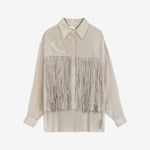 ALYSI Viscose Trim Shirt in Powder