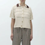 ALYSI Short Sleeve Polo Knit in Meringue