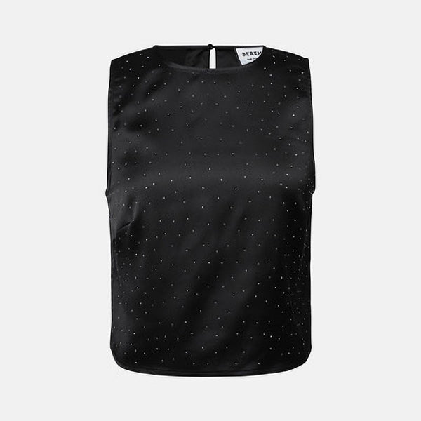 BERENICE Sleeveless Rhinestones Top in Black