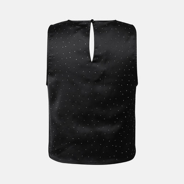 BERENICE Sleeveless Rhinestones Top in Black