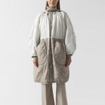 MARFA STANCE Parachute Quilted Parka in Glacier Blue /White/Dove Grey