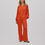 RABENS SALONER Lissy Contrast Lace Shirt in Deep Mandarin