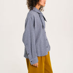 SACRECOEUR Charlie Mike Gingham Check Scarf Shirt in Blue