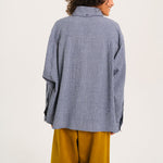 SACRECOEUR Charlie Mike Gingham Check Scarf Shirt in Blue