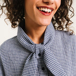 SACRECOEUR Charlie Mike Gingham Check Scarf Shirt in Blue