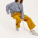 SACRECOEUR Charlie Mike Gingham Check Scarf Shirt in Blue