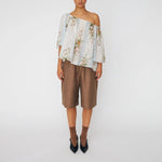STELLA NOVA Loose Blouse with Drop Shoulders in Creme Multicolour Flowers