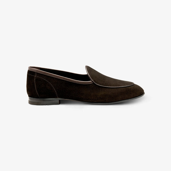 LOAKE Belgrave Suede Apron Loafers in Dark Chocolate Brown