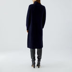 OUI Quarter Zip Funnel Neck Midi Dress in Dark Blue