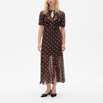 BAUM UND PFERDGARTEN Alara Fitted Maxi Dress in Coffee Bean Dots
