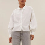 BY-BAR Sarah Short Cotton Blouse in White
