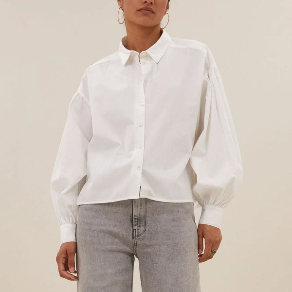 BY-BAR Sarah Short Cotton Blouse in White