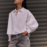BY-BAR Sarah Short Cotton Blouse in White