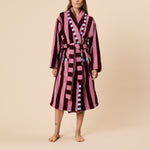 TBCO. Terry Cotton Bath Robe in Burgundy Stripe