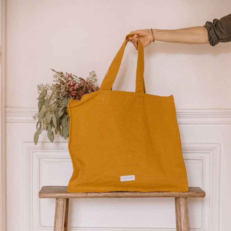 LES PENSIONNAIRES Organic Cotton Large Bag in Saffron Yellow
