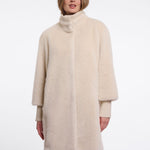 RINO & PELLE Pilar Faux Fur Medium Length Jacket with Rib Cuffs in Birch