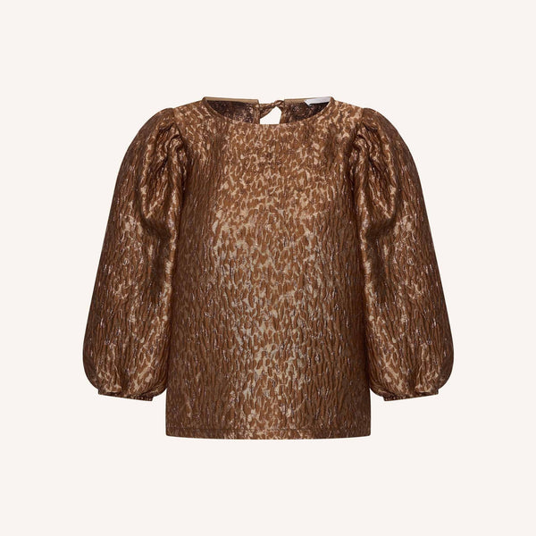 BY-BAR Jet Sparkle Cheetah Blouse in Copper