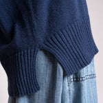 Oversized Short V Neck Knit in Indigo