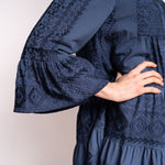 Short All Over Ruffle Dress in Navy Blue Total