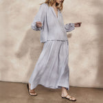 MONDO CORSINI Elizabeth Linen Relaxed Shoulder Shirt in Sky