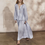MONDO CORSINI Elizabeth Linen Relaxed Shoulder Shirt in Sky