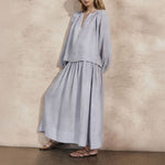 MONDO CORSINI Elizabeth Linen Relaxed Shoulder Shirt in Sky
