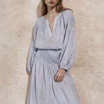 MONDO CORSINI Elizabeth Linen Relaxed Shoulder Shirt in Sky