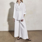MONDO CORSINI Leitizia Cotton White Relaxed Shoulder Shirt in White