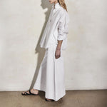 MONDO CORSINI Leitizia Cotton White Relaxed Shoulder Shirt in White