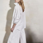 MONDO CORSINI Leitizia Cotton White Relaxed Shoulder Shirt in White