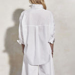 MONDO CORSINI Leitizia Cotton White Relaxed Shoulder Shirt in White