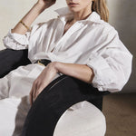 MONDO CORSINI Leitizia Cotton White Relaxed Shoulder Shirt in White