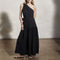 MONDO CORSINI Mariam Linen Dress with Asymmetric Neckline in Caviar