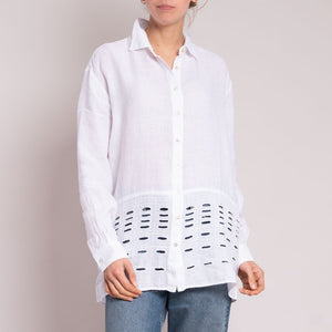 L/S Cut Out Detail Shirt in White