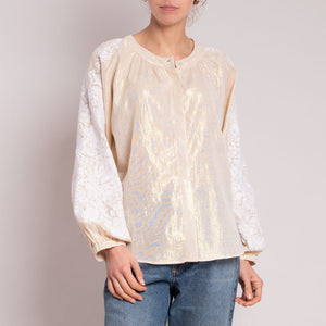 Grosseto Cossack Embroidered Shirt in Gold/White