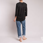 Jersey 3/4 Sleeve Top in Solid Black