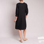 Embroidered Polo Flared Dress in Black
